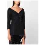 Alberta Ferretti Black wool V-neck jacket
