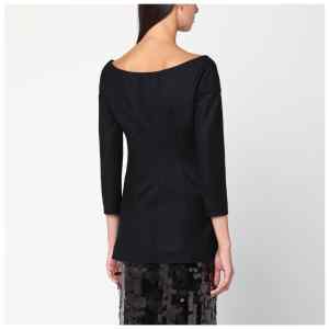 Alberta Ferretti Black wool V-neck jacket