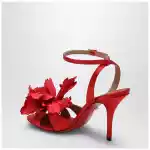 Ferragamo Red satin sandals with flower