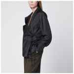 Dries Van Noten Black wrap shirt with jacquard texture