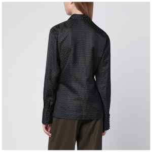 Dries Van Noten Black wrap shirt with jacquard texture