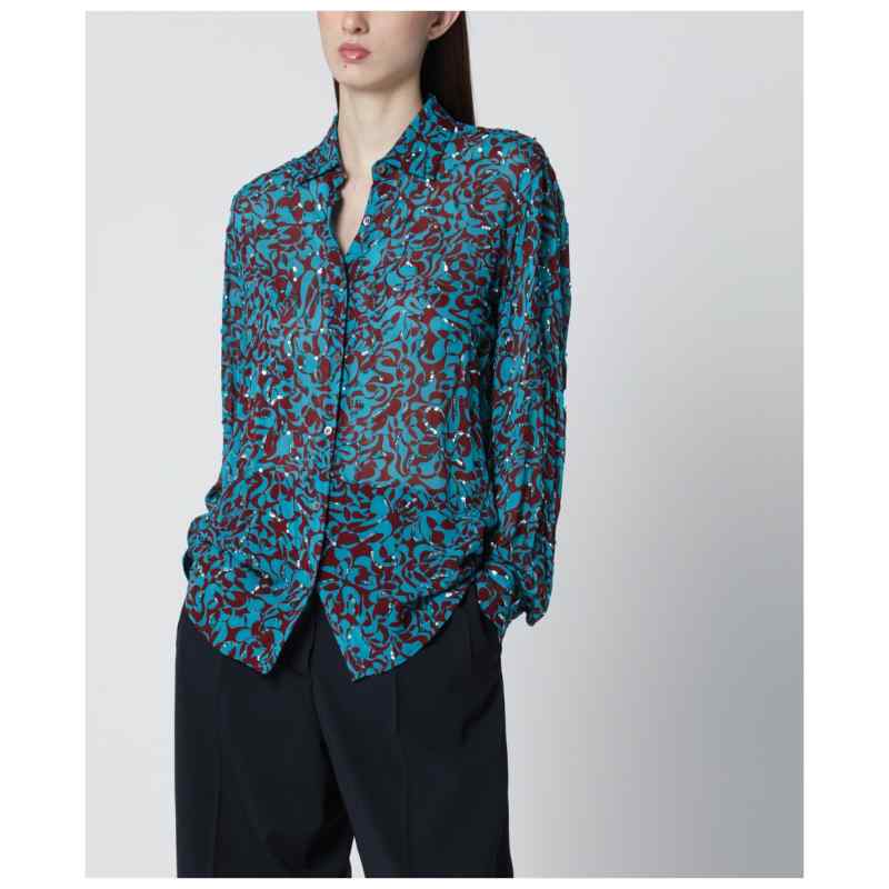 Dries Van Noten Shirt with turquoise sequin print Dries Van Noten Shirt with turquoise sequin print