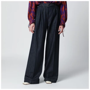 Dries Van Noten Indigo blue wide-leg denim trousers