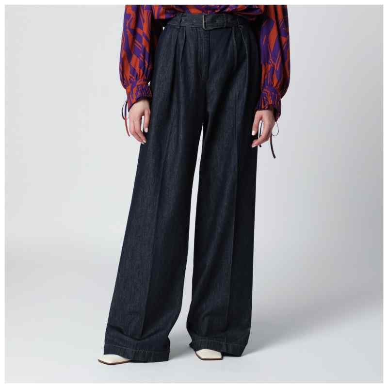 Dries Van Noten Indigo blue wide-leg denim trousers, theFeinheit