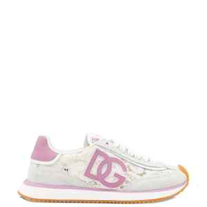 Dolce & Gabbana-white and pink DG Cushion sneakers