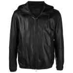 Emporio Armani Lambskin hooded jacket drawstring