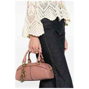 Chloé Small Ostrich-Effect Leather Bowling Bag