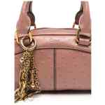 Chloé Small Ostrich-Effect Leather Bowling Bag