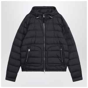 Moncler Navy blue short hooded down jacket