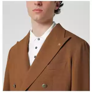 Tagliatore Caramel double-breasted wool jacket