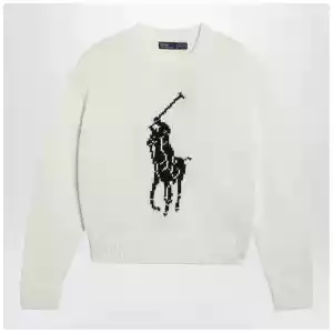 Polo Ralph Lauren White sweater with logo intarsia