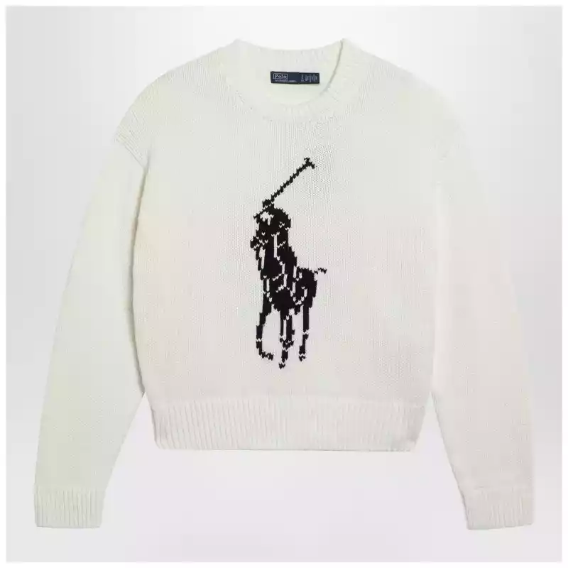 Polo Ralph Lauren White sweater with logo intarsia