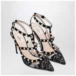 Valentino Garavani High black Rockstud lace pumps