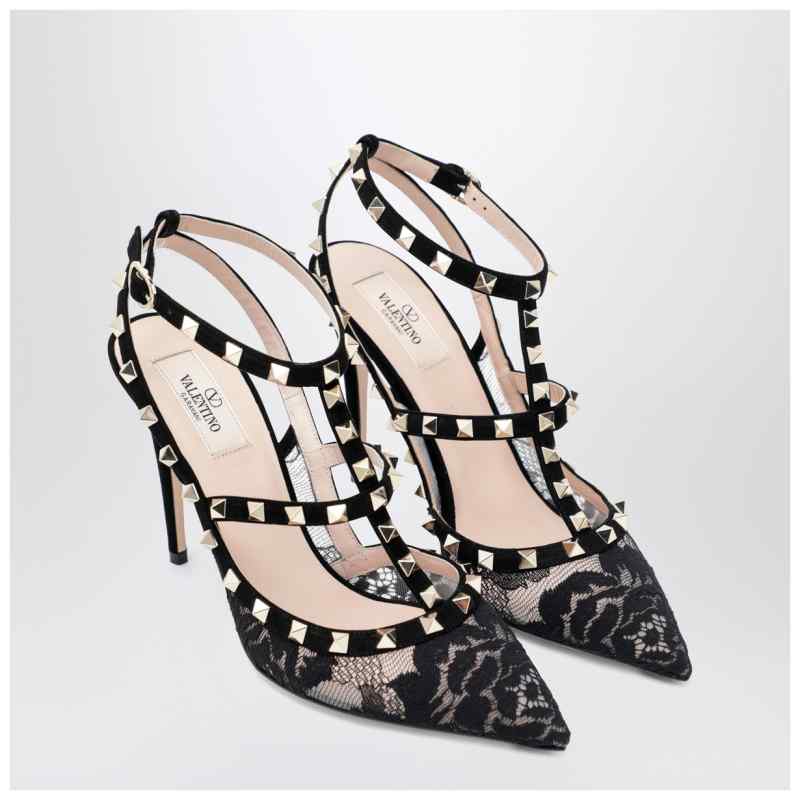 Valentino Garavani High black Rockstud lace pumps, theFeinheit