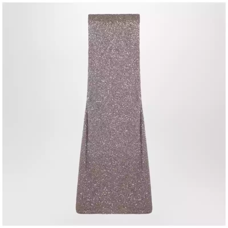 Balenciaga Light brown/silver maxi skirt with sequins