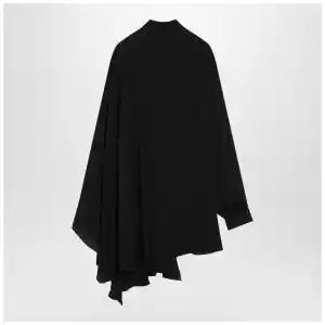 Balenciaga Asymmetric black silk blouse with scarf