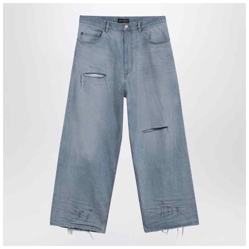 Balenciaga Light blue baggy jeans with rips