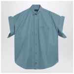 Balenciaga Grey-blue shirt with turn-up sleeves