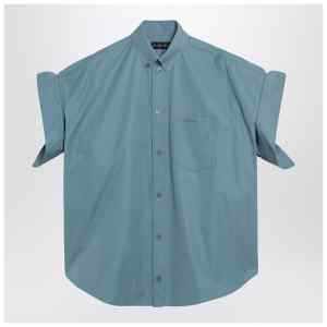 Balenciaga Grey-blue shirt with turn-up sleeves