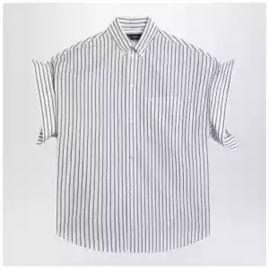 Balenciaga White striped shirt with turn-up sleeves