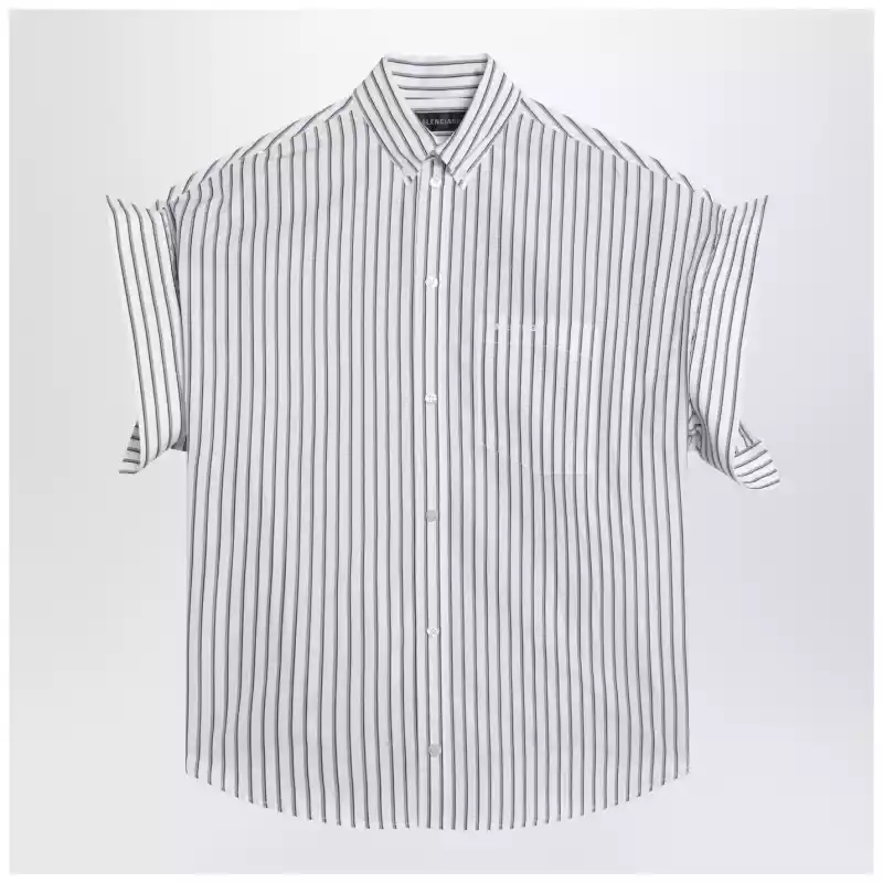 857833TTM33_S_BALEN-9086.x-1 Balenciaga White striped shirt with turn-up sleeves