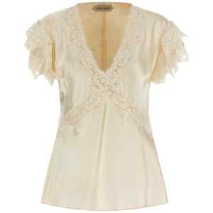 Alberta Ferretti Satin And Lace Top