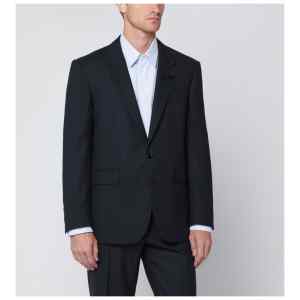 Lardini Single-breasted blue wool blend jacket