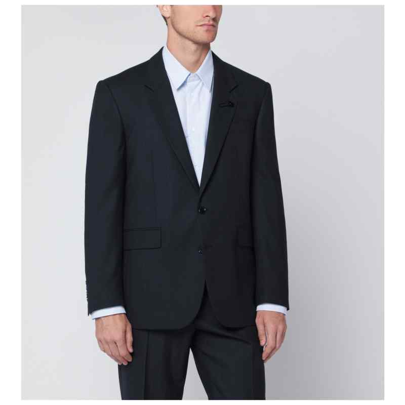 Lardini Single-breasted blue wool blend jacket