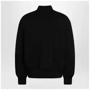 Givenchy Black leather bomber jacket with wool sleeves