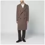 Tagliatore Taupe double-breasted wool-blend coat