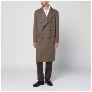 Tagliatore Taupe double-breasted wool-blend coat
