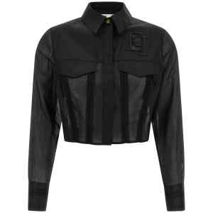 Elisabetta Franchi Logo Embroidery Maxi Crop Shirt