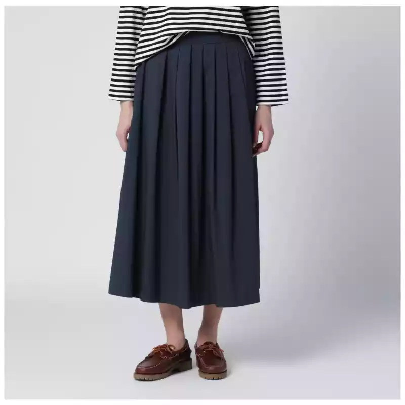 PT Torino Blue pleated cotton-blend skirt