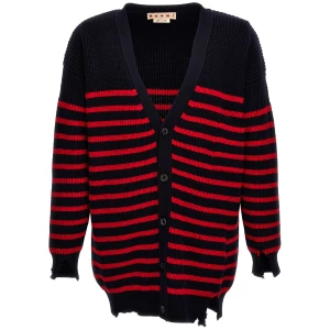 Marni Destroyed Effect Striped Cardigan