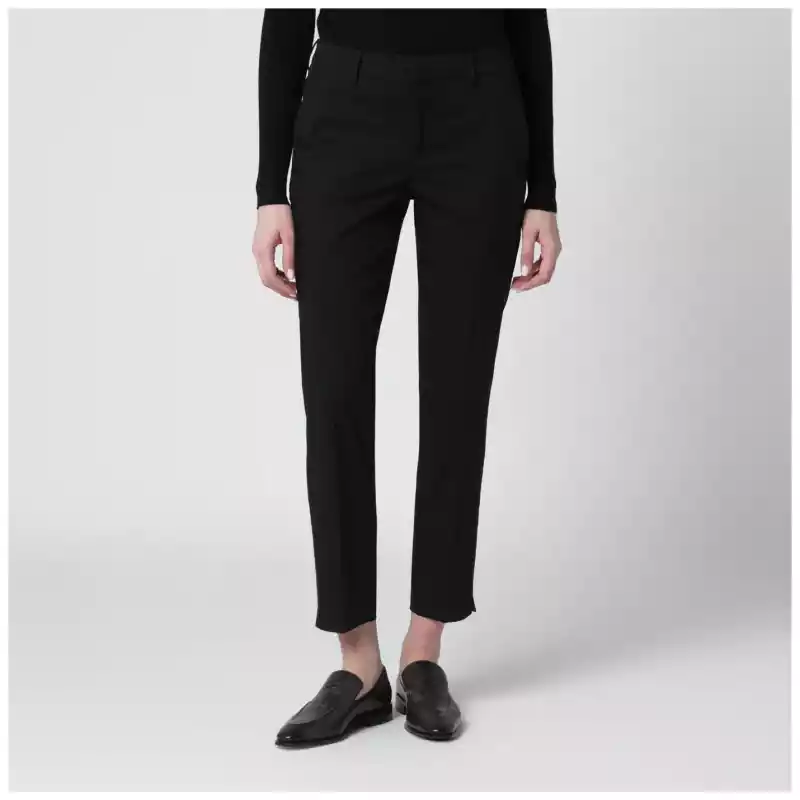 PT Torino Black slim-fit cotton-blend trousers