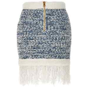 Balmain Fringed Tweed Skirt