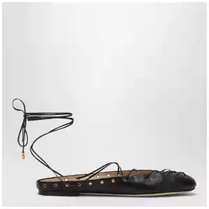 Chloé Black leather ghillie ballerinas
