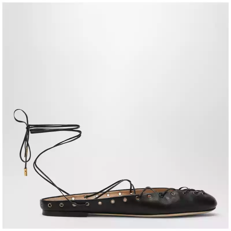 Chloé Black leather ghillie ballerinas