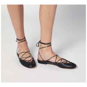 Chloé Black leather ghillie ballerinas