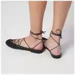 Chloé Black leather ghillie ballerinas