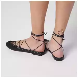 Chloé Black leather ghillie ballerinas