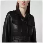 Tagliatore Black leather belted jacket