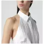 P.A.R.O.S.H. White blouse with pleats and bow
