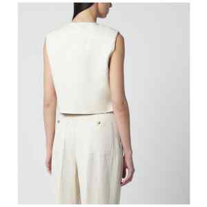 P.A.R.O.S.H. Sand-colored linen-blend waistcoat