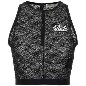 Alessandra Rich Rhinestone Lace Top