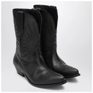 Golden Goose Wish Star low black leather boots