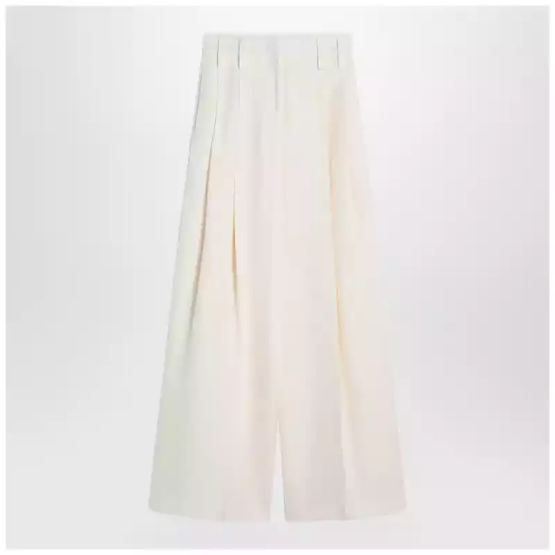 Jil Sander Wide cream trousers in silk blend