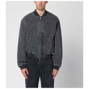 Represent Black washed cotton bomber jacket