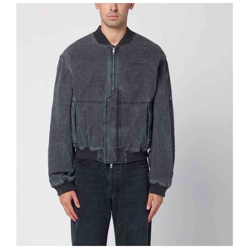 Represent Black washed cotton bomber jacket