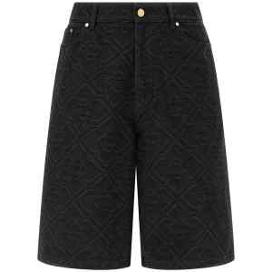 Casablanca Laser Monogram Denim Bermuda Shorts